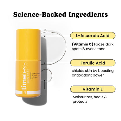 Timeless Skin Care Vitamin C Serum with Vitamin E & Ferulic Acid - Brightening Serum - for Oily & Dry Skin - Fragrance-Free - 1 oz Timeless Skin Care