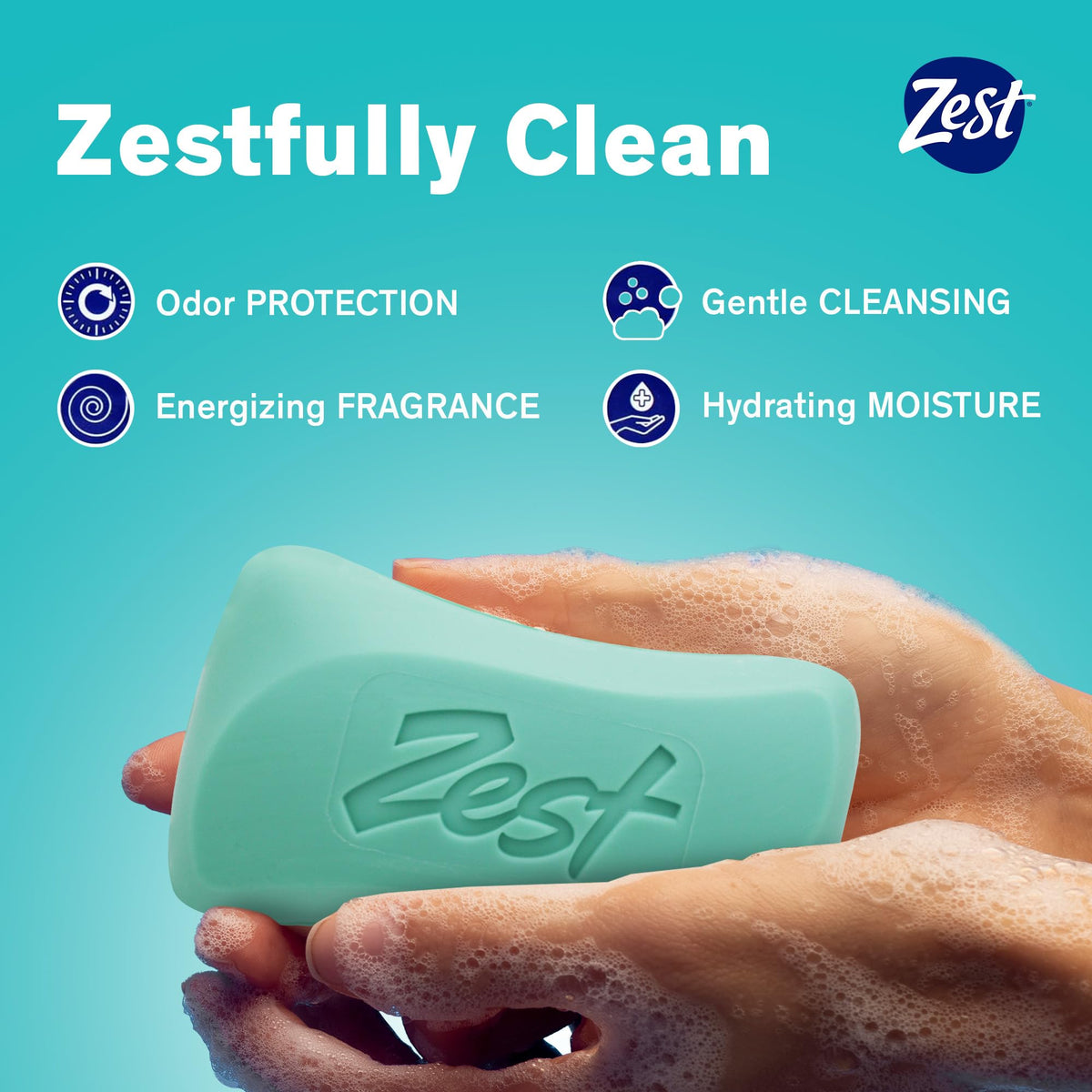 Zest 8-Bar Bath Size Soap, Aqua, 4 Ounce per bar, 8 bars, 32 Ounce Zest