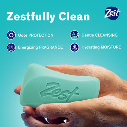 Zest 8-Bar Bath Size Soap, Aqua, 4 Ounce per bar, 8 bars, 32 Ounce Zest