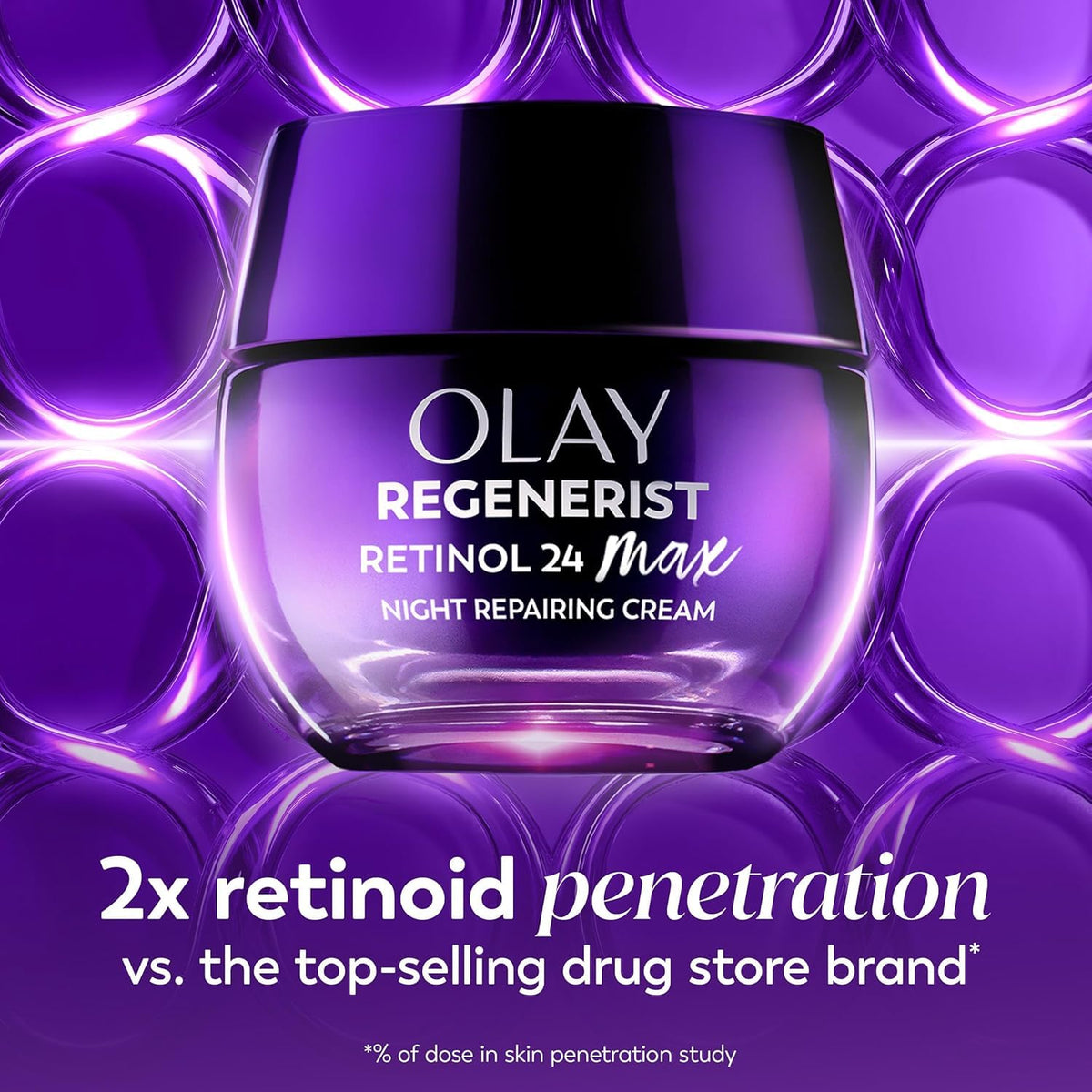 Olay Retinol Night Cream for Women, MAX, Anti-Aging Face Mousturizer, Fragrance-Free, Non Greasy - Anti-Wrinkle, Smooth Fine Lines, Hydrating Skin Care - Triple Collagen Cream, Niacinamide, 1.7oz Olay