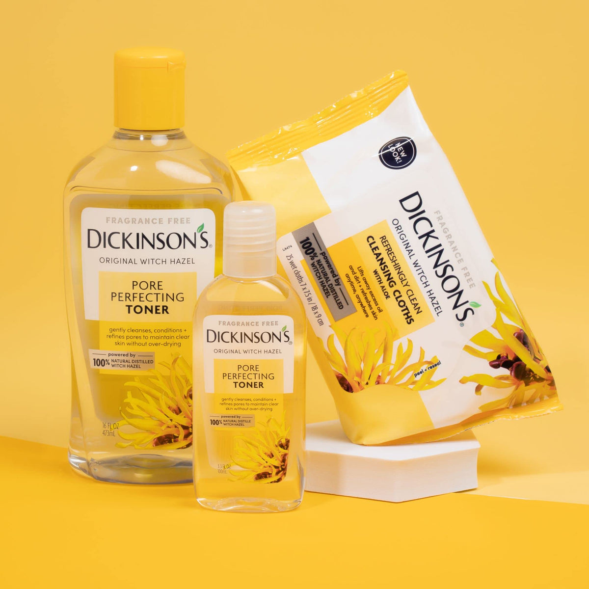 Dickinson's Witch Hazel Cleansing Cloths with Aloe | 25 Extra-Large Cloths Dickinson's