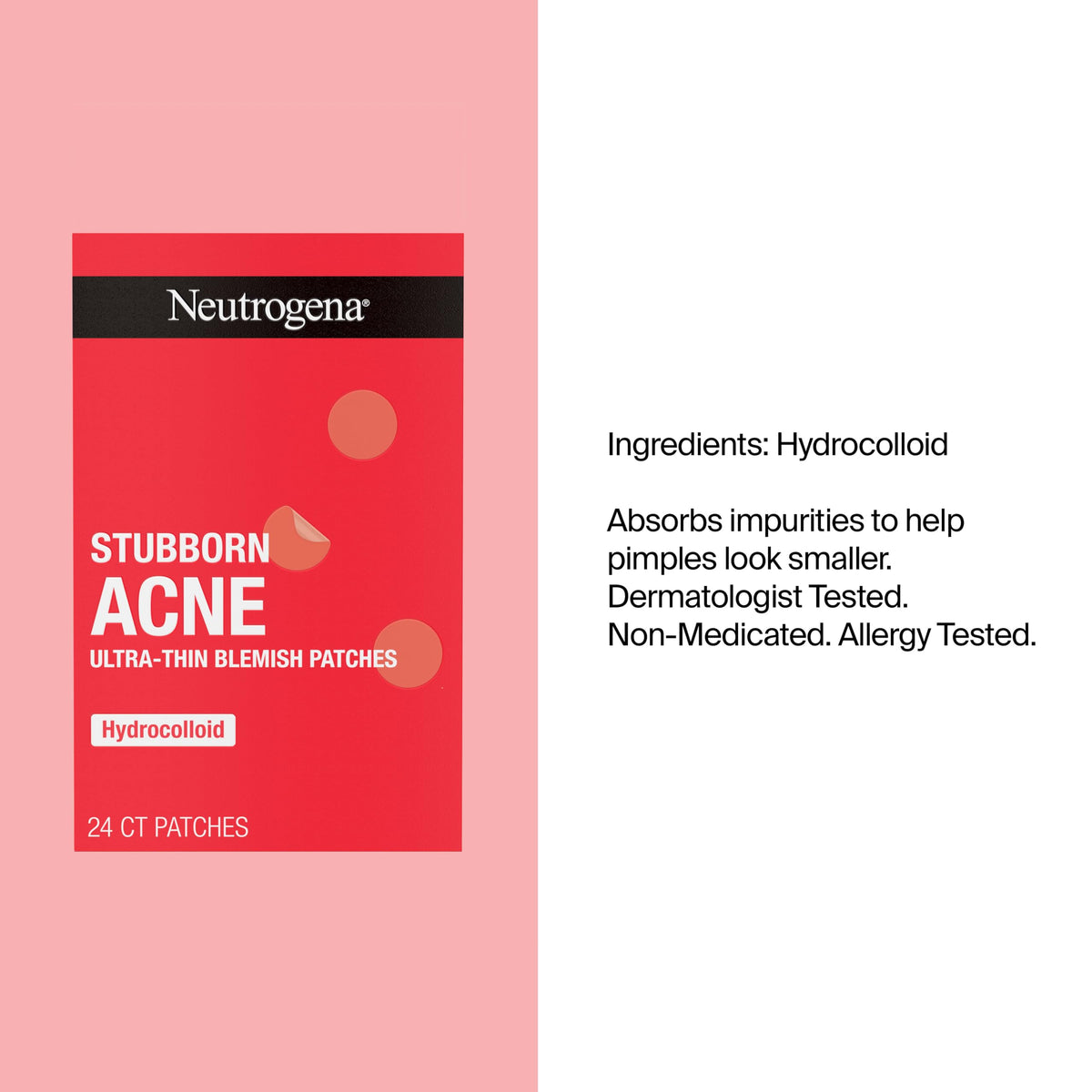 Neutrogena Stubborn Acne Patches, Ultra-Thin Pimple Patches, 24 Ct Neutrogena