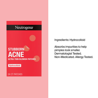 Neutrogena Stubborn Acne Patches, Ultra-Thin Pimple Patches, 24 Ct Neutrogena