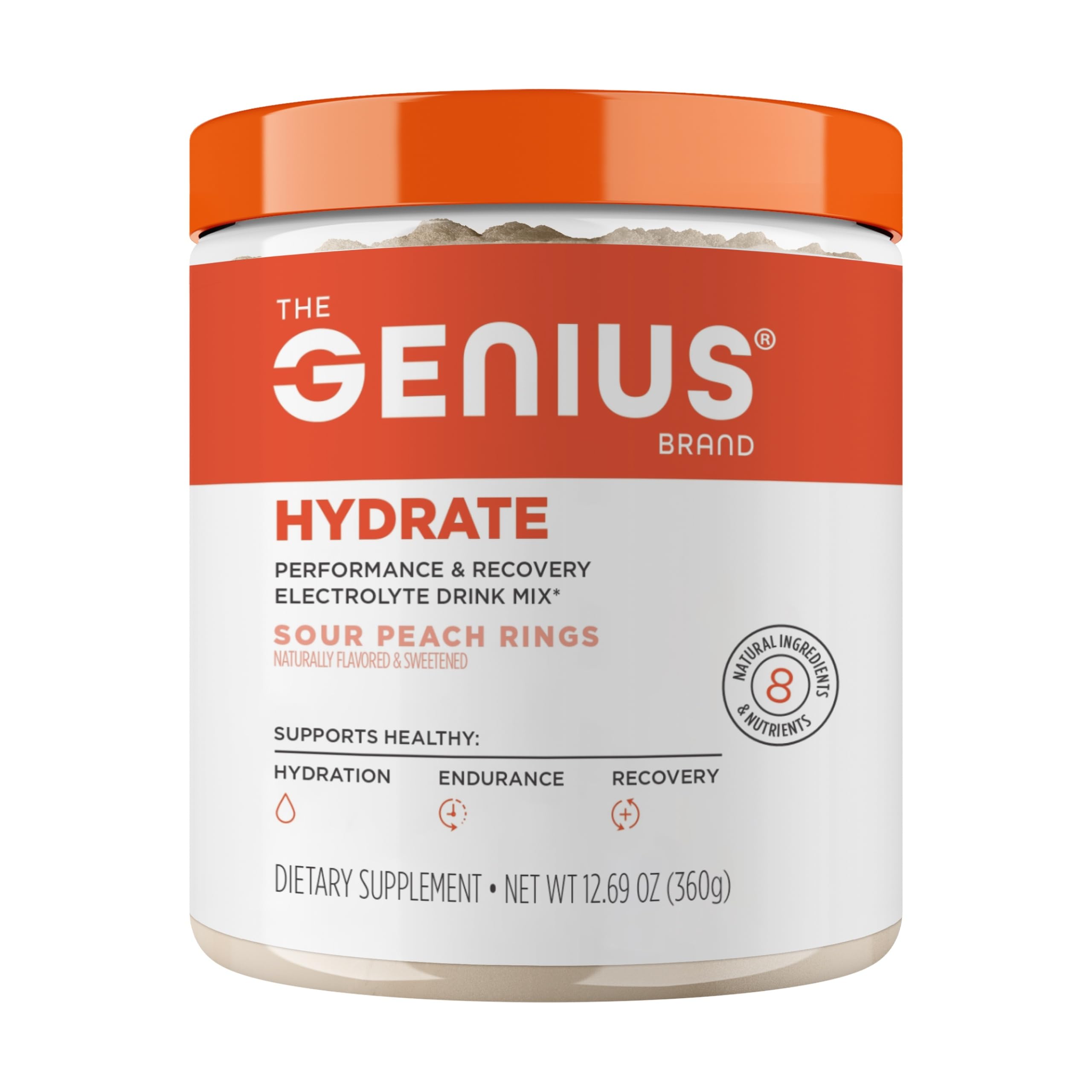 The Genius Brand Genius Hydrate - Electrolyte Supplement for Daily Hydration - Coconut Water - Sugar-Free - 8 Essential Minerals & Nutrients - Non-GMO - Sour Peach Rings - 50 Servings The Genius Brand buy australia supplements
