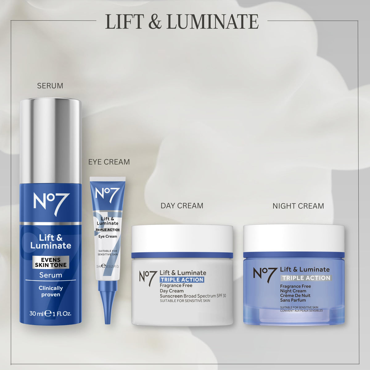 No7 Lift & Luminate Triple Action Face Cream with SPF 30, 1.69 oz No.7