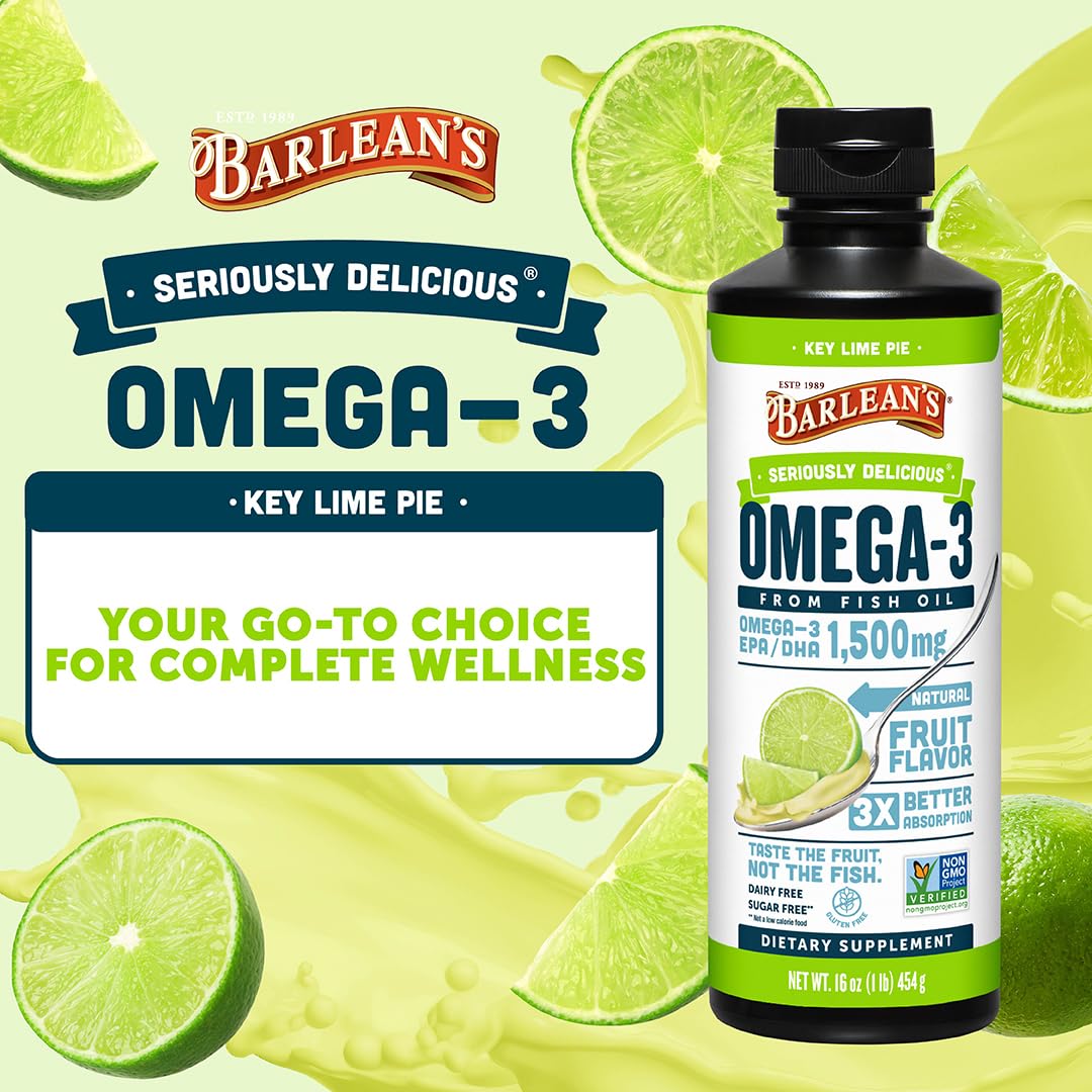 Barlean's Omega 3 Fish Oil Liquid Supplement for Men and Women, 1500mg of EPA and DHA Fatty Acid, Promotes Brain & Heart Health Barlean's buy australia supplements