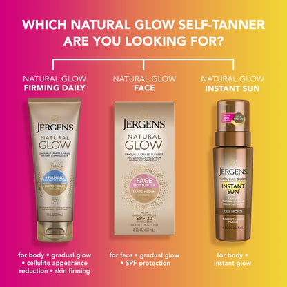 Jergens Natural Glow Face Self Tanner Lotion SPF 20, Fair To Medium, 2 oz Jergens