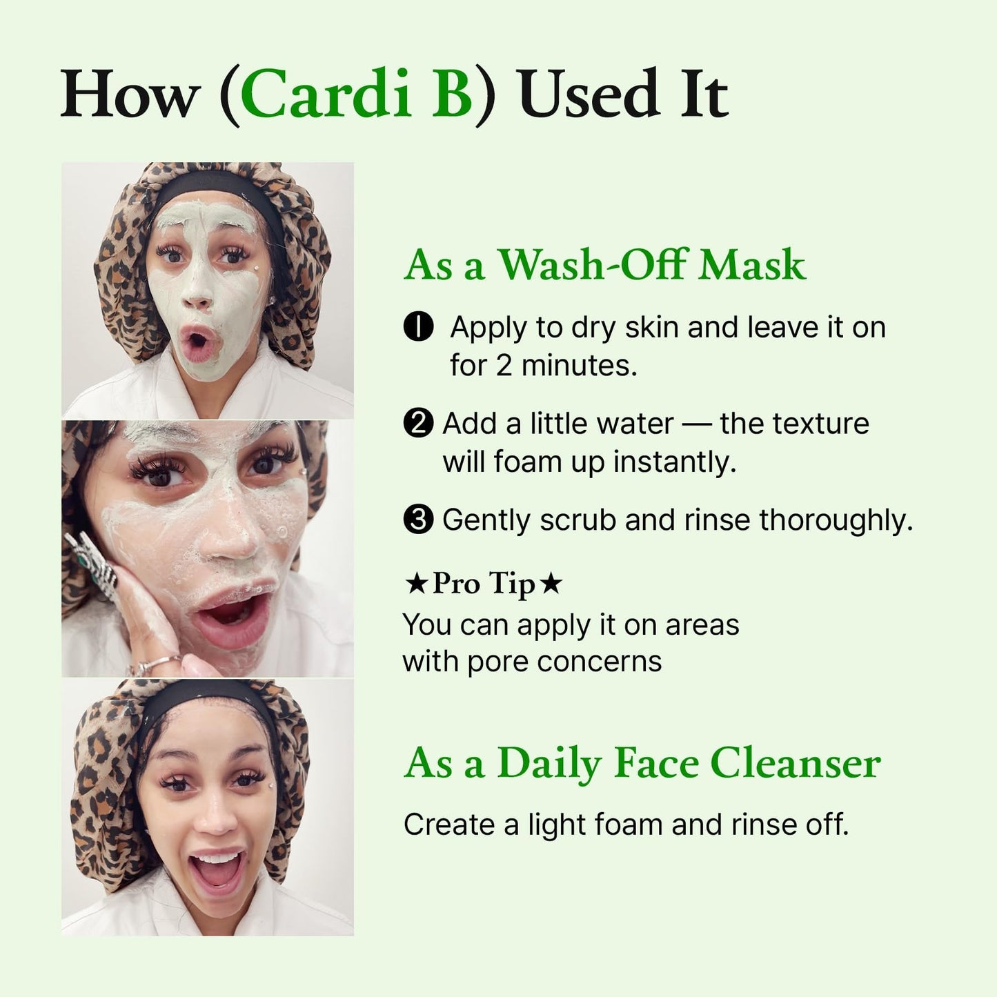 FULLY Green Tomato Facial Cleanser, Cardi B’s Clay Mask Cleanser for Deep Pore Cleanse FULLY