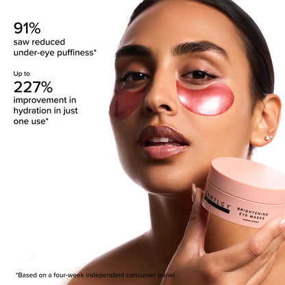 DRMTLGY Brightening Eye Masks – Biodegradable Hydrogel Under Eye Patches with Caffeine, Peptides, Hyaluronic Acid & Niacinamide DRMTLGY