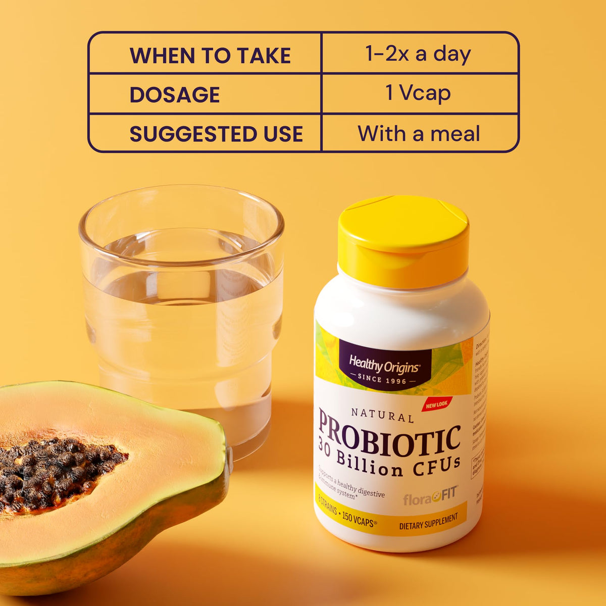 Healthy Origins Probiotic 30 Billion CFU's (Shelf Stable, Non-GMO, Gluten Free, Digestive Health, Gut Health, Immune Support), 150 Veggie Caps Healthy Origins