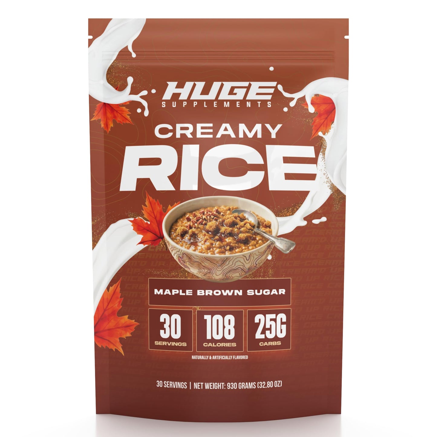 Huge Creamy Rice, Maple Brown Sugar, Rice Cereal (Cream of Rice Style), Quick & Easy Preparation, Fast-Digesting Carbohydrates, Sugar-Free, Creamy Texture, Pre & Post Workout Fuel, 30 Servings