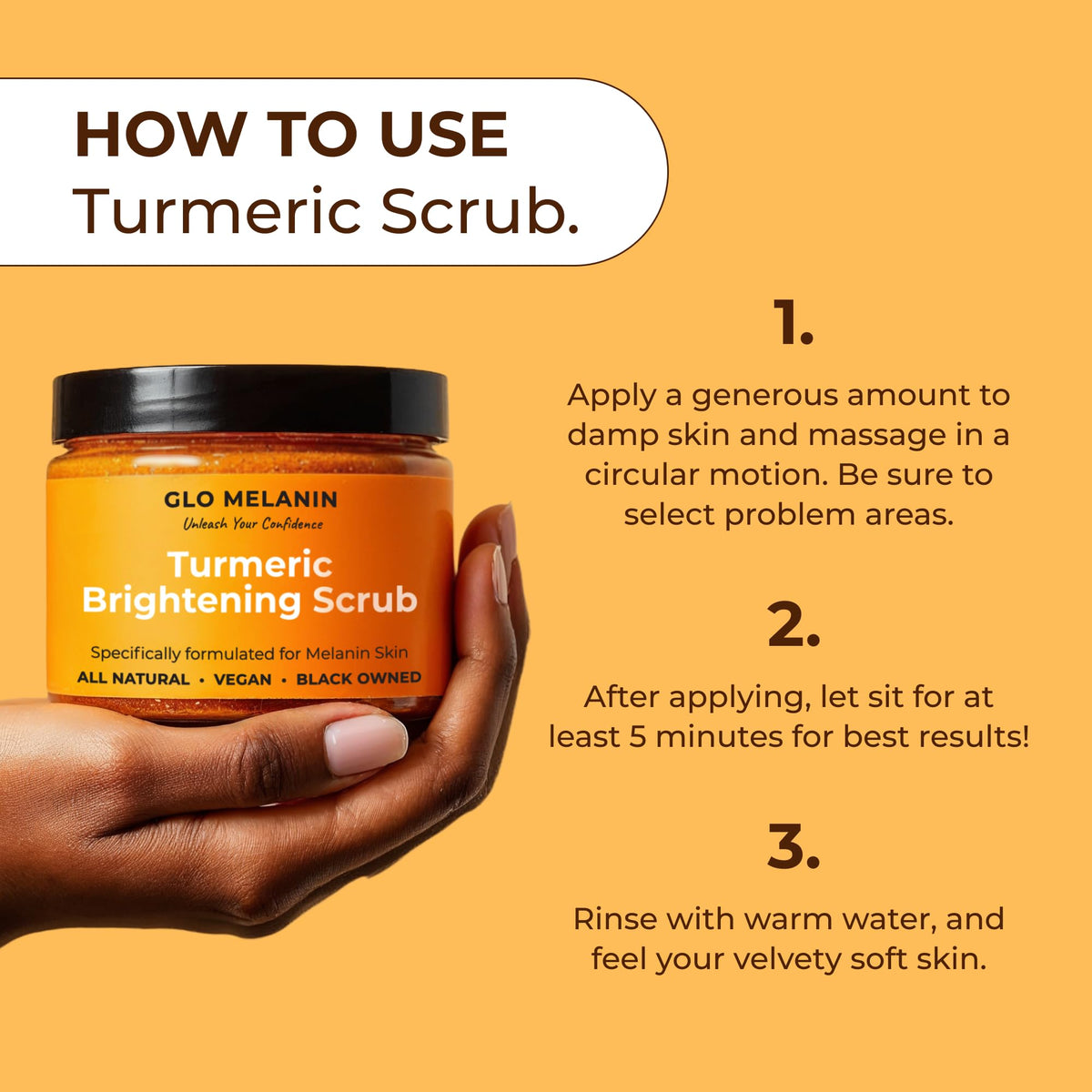 Glo Melanin Turmeric Brightening Scrub for Dark Spots [4 oz] Glo Melanin