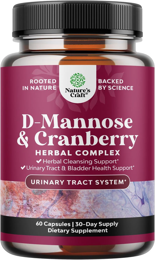 D Mannose with Cranberry Supplement - Potent D Mannose 1000mg Capsules for Kidney Defense Support & Cleanse and Urinary Tract Health for Women & Men - Bladder Health Supplement for Adults - 60 Count Gsupps Australia