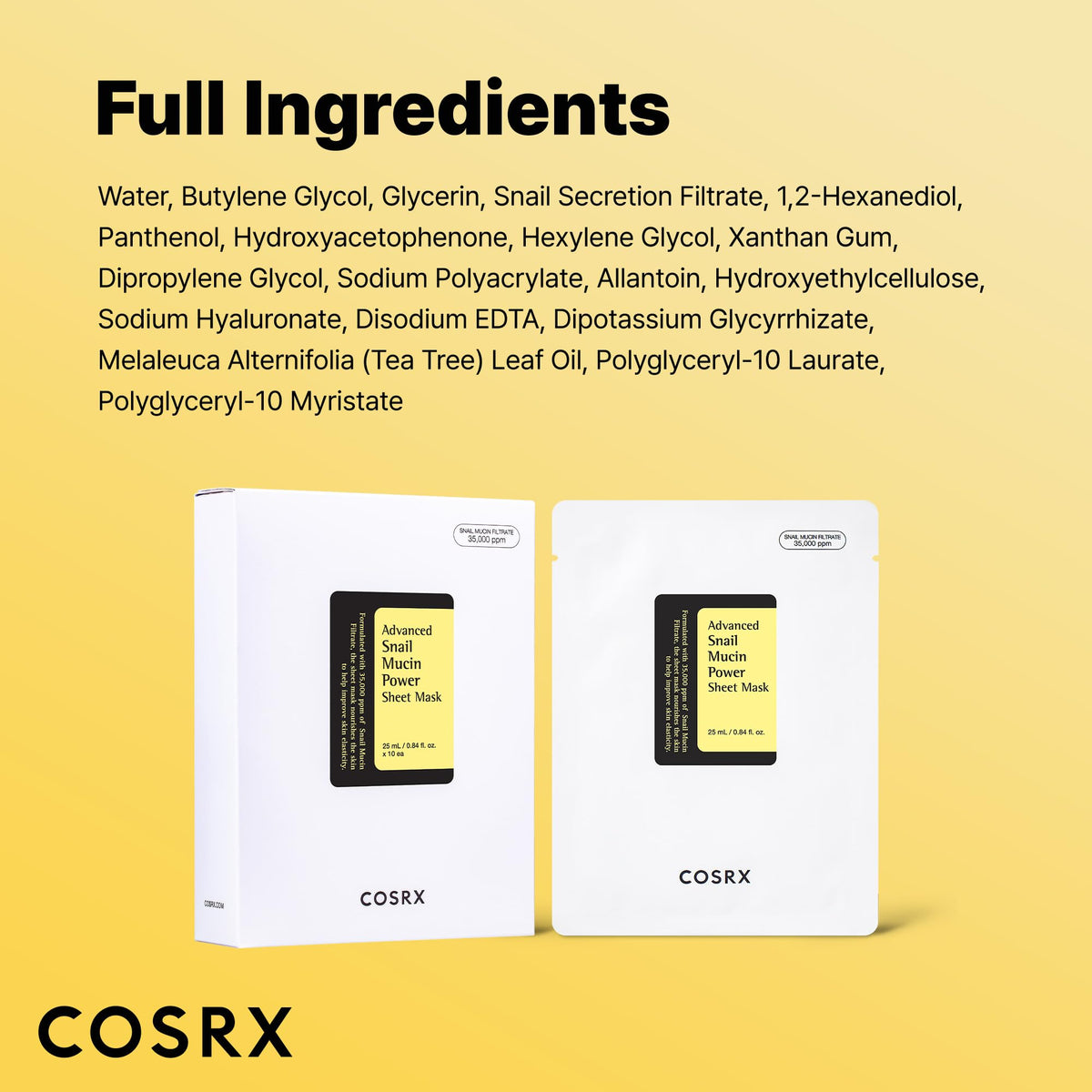 COSRX Snail Mucin Sheet Mask 10 EA with Snail Mucin Serum COSRX