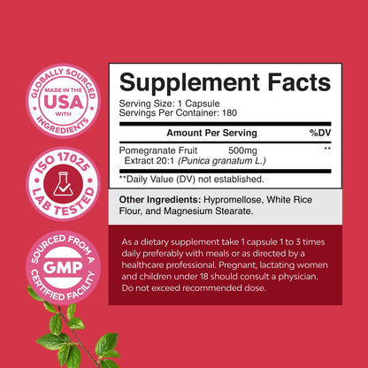 Advanced Pomegranate Extract Capsules - Powerful Antioxidant & Healthy Heart Support - Easy To Swallow Pomegranate Supplement - Superfood for Energy & Gut Health Support - Third Party Tested - 60 Ct Gsupps Australia