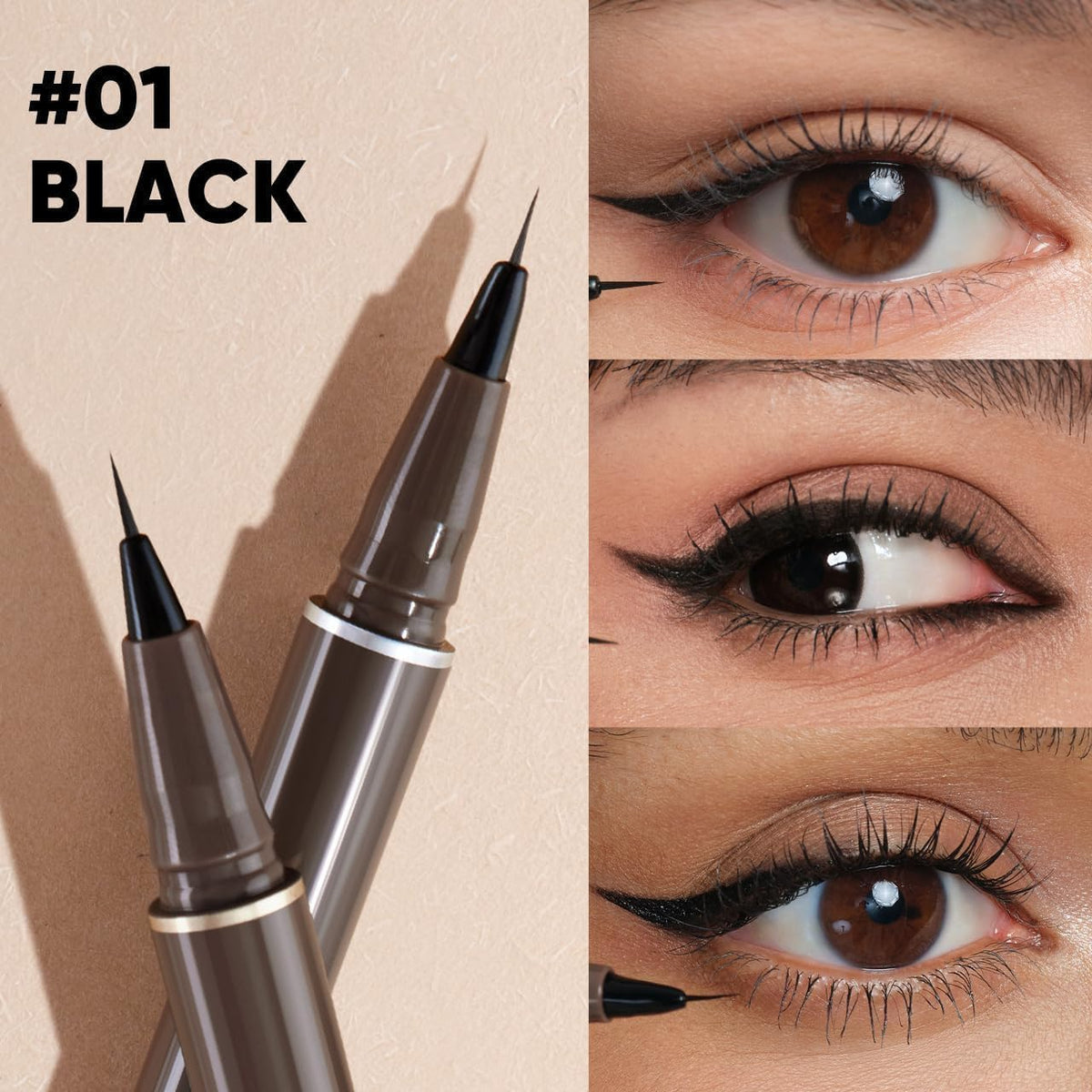 JUDYDOLL Ultra-Fine Liquid Eyeliner-Precision Tip for Wing Line, Smudge-Proof, Quick-Drying, Waterproof Eyeliner Pencil, Easy to Get Inner Corner Lined, Hooded Eyes-Friendly (#01 Black) JUDYDOLL