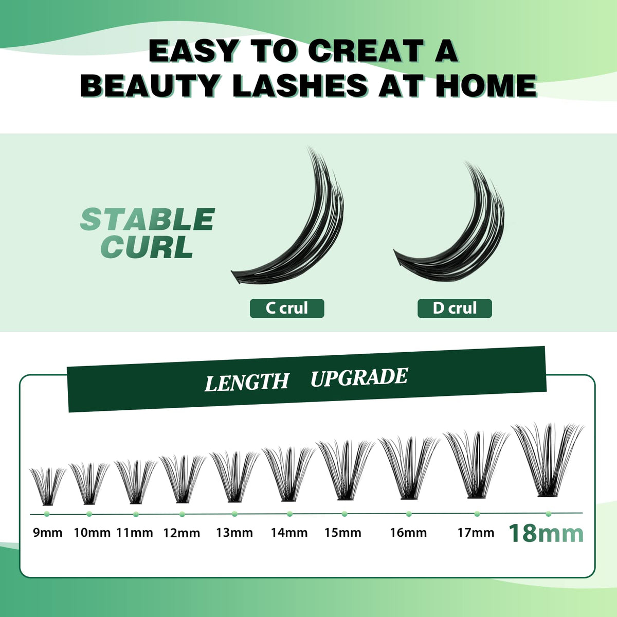 KEYYOU Lash Clusters, 40D 9-18MIX D Curl for DIY Natural Volume KEYYOU