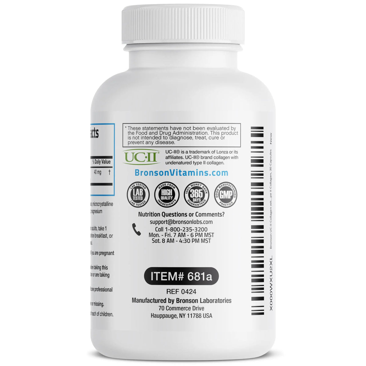 Bronson UC-II Type II Collagen with Undenatured Type II Collagen, 30 Capsules Bronson
