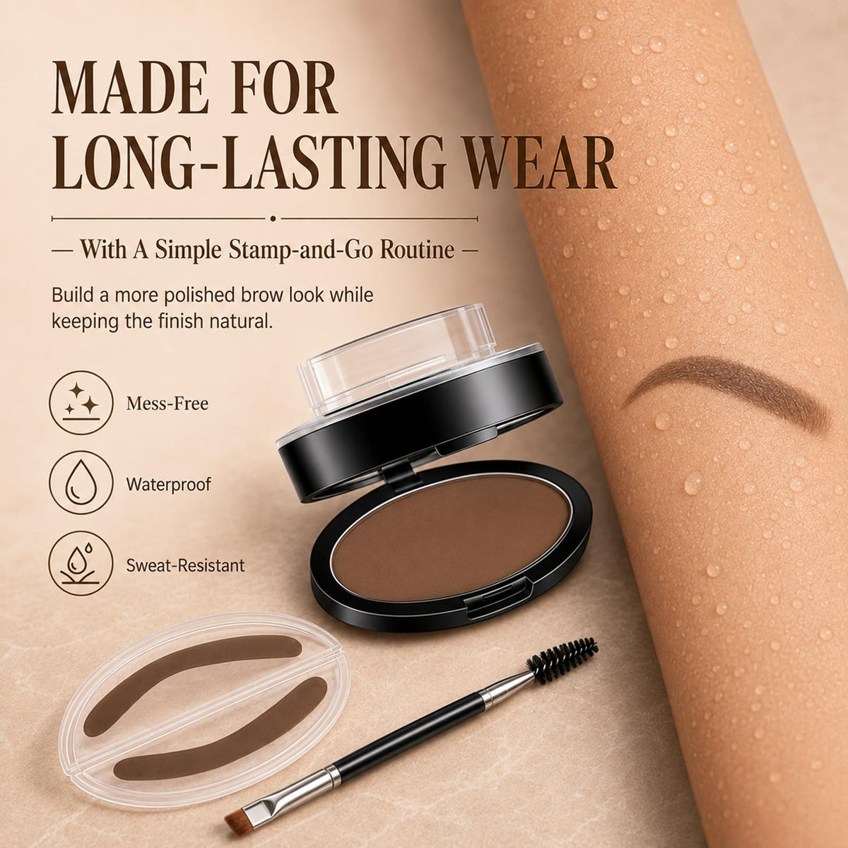 Eyebrow Stamp Powder Kit, Waterproof Long Lasting Eyebrow Seal Stamp with Brush, Quick 3 Seconds Natural Eyebrow Shaping, Easy Microblading Effect Brow Makeup Tool for Makeup Beginners (Dark Brown) Generic