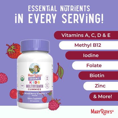 MARYRUTH'S Kids Vitamins | Multi | 1 Month Supply | Multivitamin Gummies for Ages 4+ | Multivitamin for Kids | Vegan | Only 2 Gummies a Day | 60 Count MARYRUTH'S