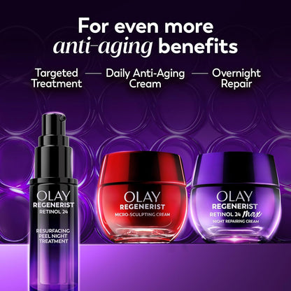 Olay Retinol Night Cream for Women, MAX, Anti-Aging Face Mousturizer, Fragrance-Free, Non Greasy - Anti-Wrinkle, Smooth Fine Lines, Hydrating Skin Care - Triple Collagen Cream, Niacinamide, 1.7oz Olay