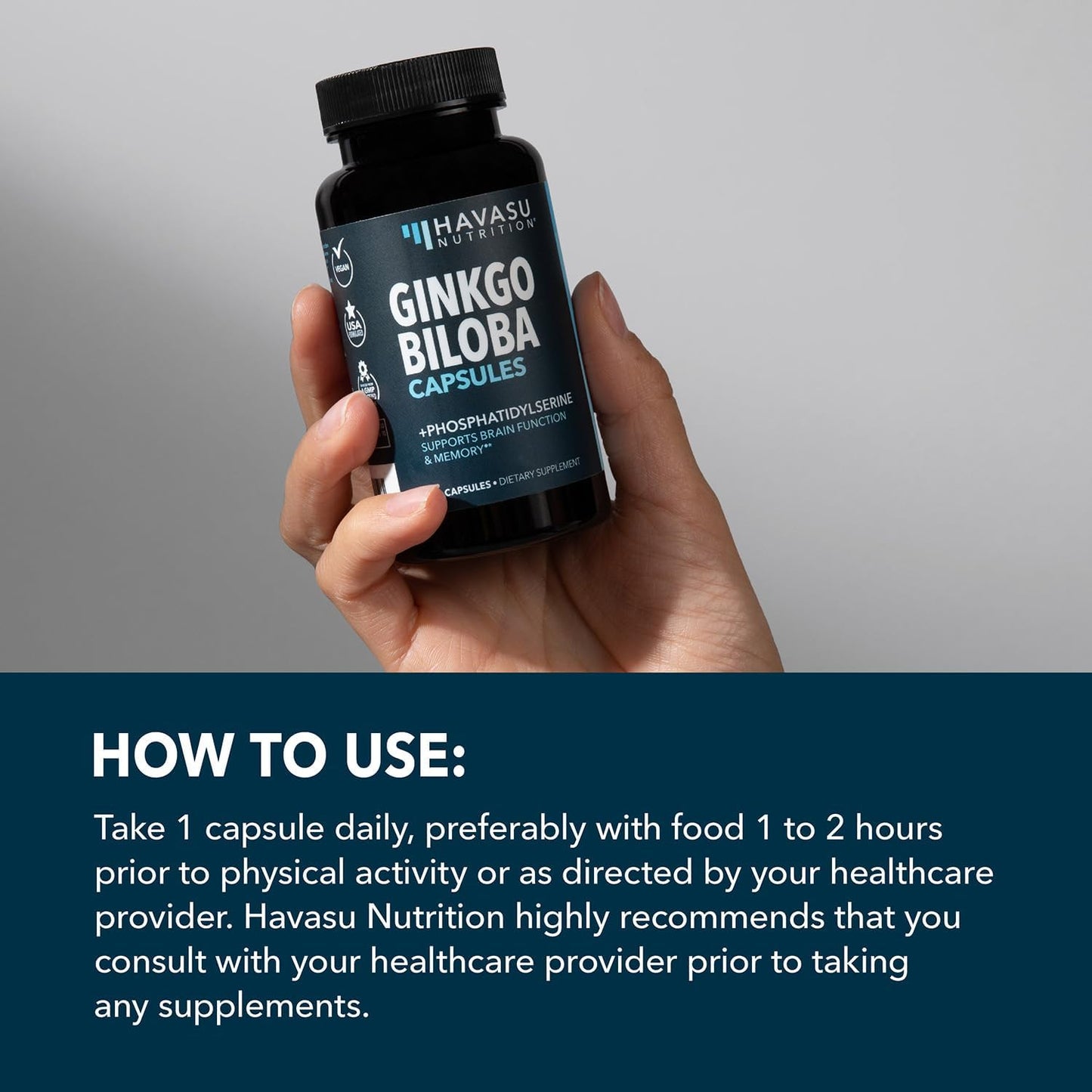 Ginkgo Biloba 120mg with Phosphatidylserine, Nootropic Supplement, 60 Count | Nootropic Brain Health, Memory and Focus Supplement, Supports Cognitive Function & Mental Clarity, 2-Month Supply Gsupps Australia