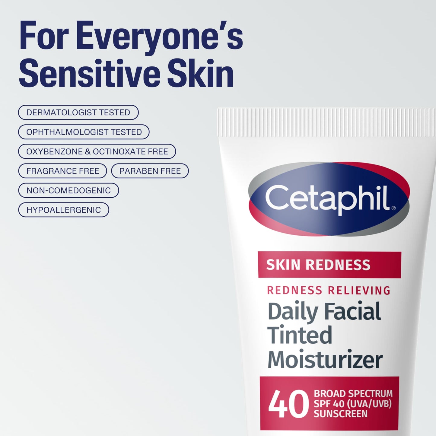 CETAPHIL Redness Relieving Daily Facial Moisturizer SPF 40, 1.7 fl oz, Broad spectrum Sunscreen, Neutral Tint, For Redness-Prone Skin Cetaphil