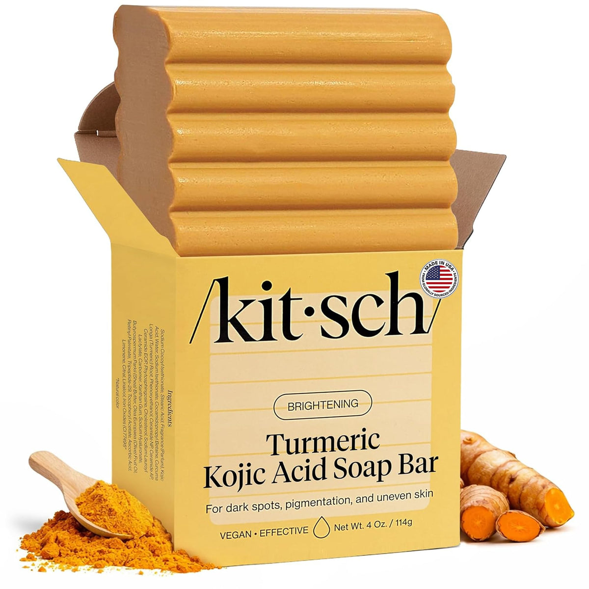 Kitsch Kojic Acid Soap – Turmeric Soap Bar – Made in USA, 4 oz Kitsch
