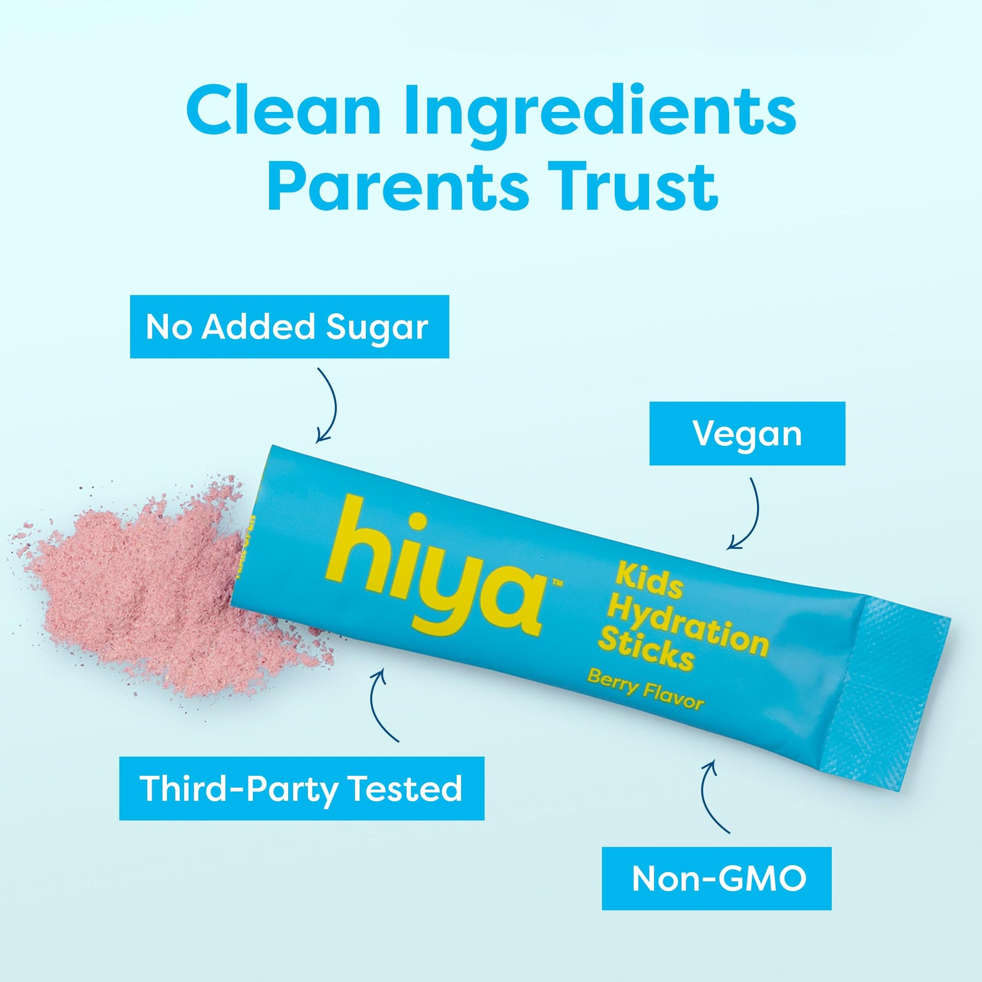 Hiya Kids Hydration with Electrolytes - Zero Added Sugar Berry Flavored Kids Hydration Packets - 15 Sticks - Travel-Friendly Drink Mix for Children Ages 2+ HIYA buy australia supplements