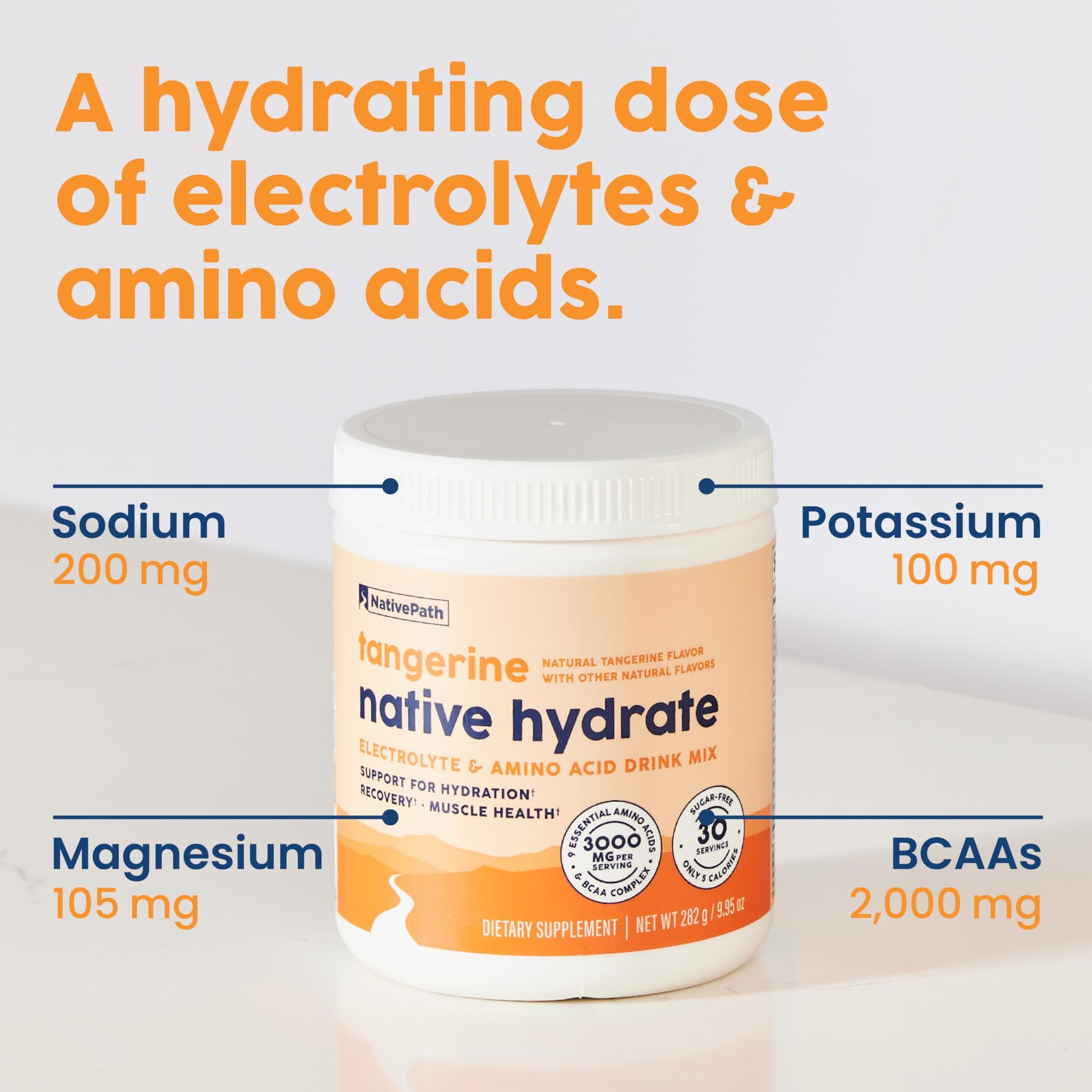 NativePath Hydrate, Zero Sugar, Electrolytes Powder with BCAAs, Tangerine Hydration, Keto & Paleo Friendly, 30 Servings NativePath buy australia supplements