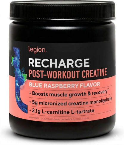LEGION Recharge Post Workout Drink - Micronized Creatine Monohydrate Natural Post Workout Recovery Drink - Muscle Builder & Recovery Booster Post Workout Supplements (Strawberry Lemonade, 30 Servings)