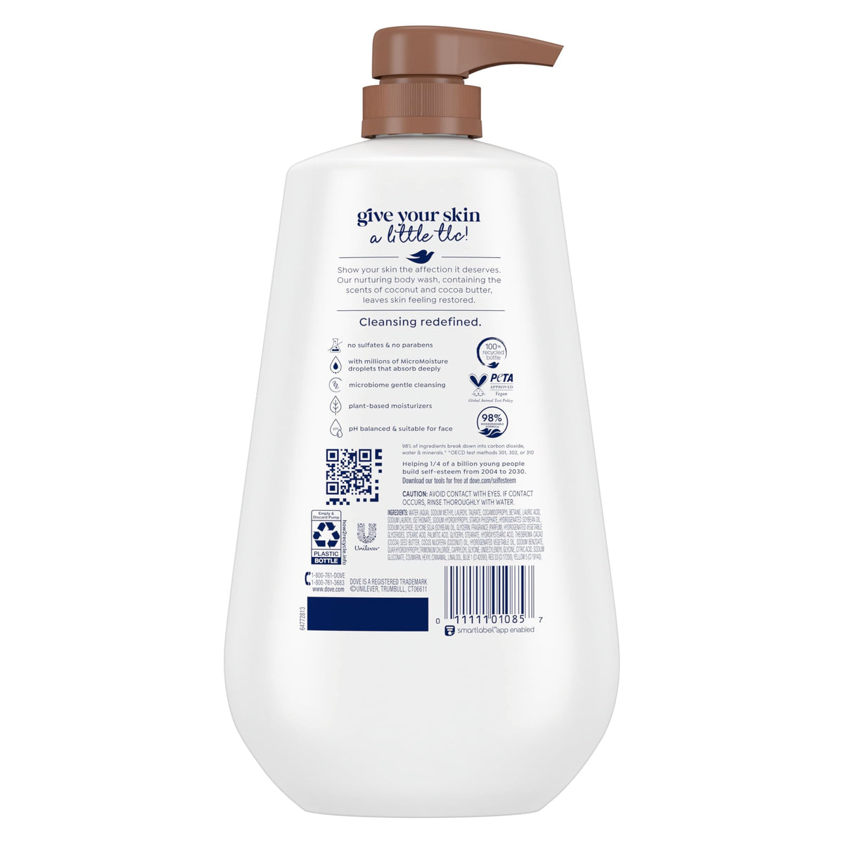 Dove Body Wash Restore Coconut & Cocoa Butter 30.6 oz Pump, Sulfate Free Dove