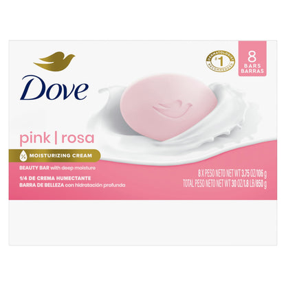 Dove Pink Rosa Beauty Bar Soap 8 Count, Cleanser, 3.75 oz I beauty bar Dove