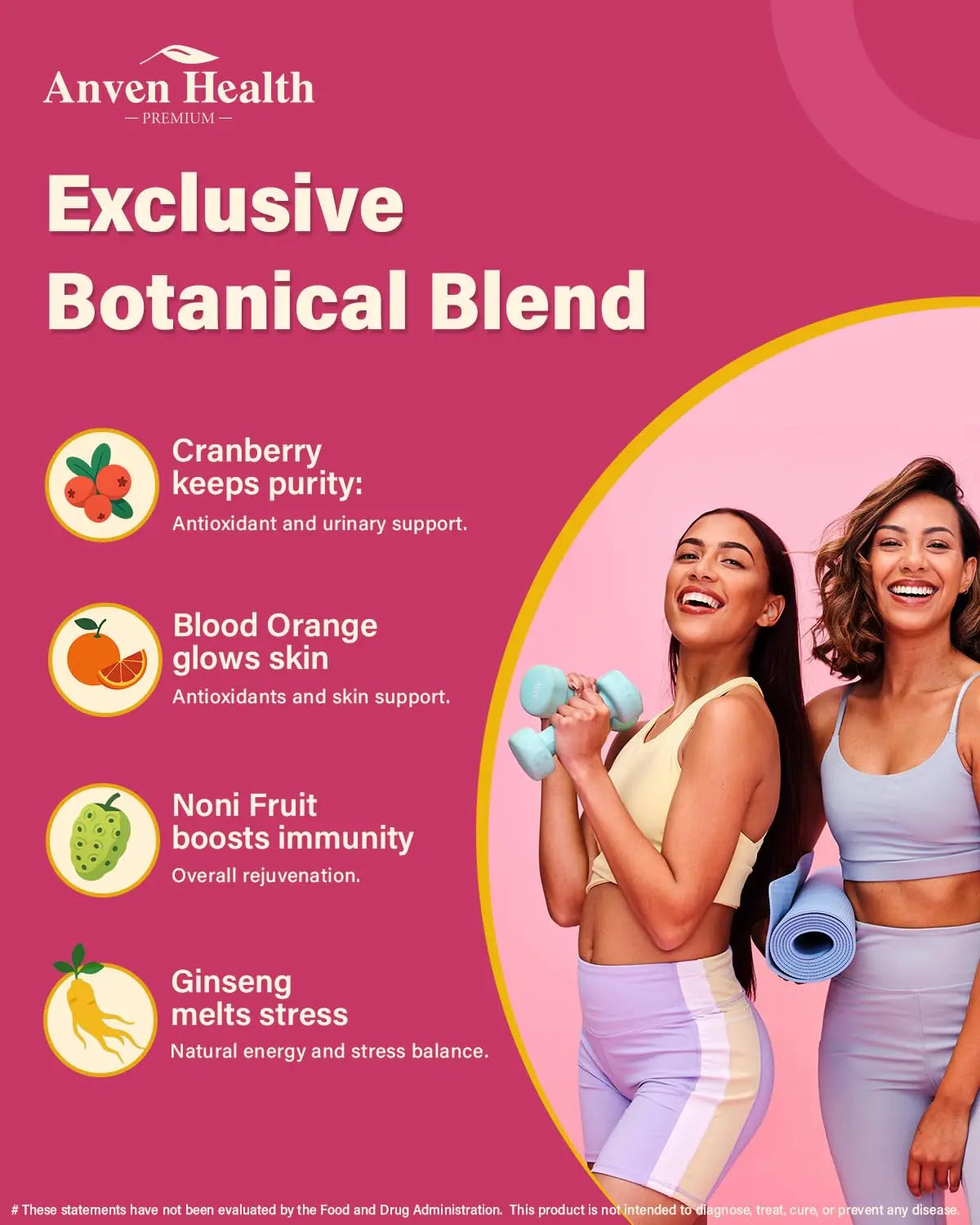 Anven Health Probiotics and Prebiotics for Women pH Balance & Digestion - 60 Billion Vaginal Probiotic with Cranberry & D-Mannose for Gut, Urinary, Immune Health, Anven Health