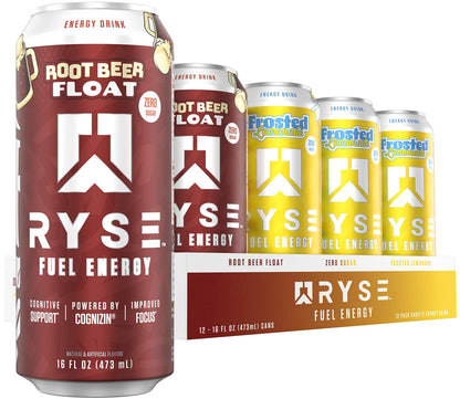 RYSE Fuel Energy Drink - Variety Pack - Sugar Free, Gluten Free & Vegan - 200mg Natural Caffeine, Taurine & Choline for Focus & Energy - No Artificial Colors - 16 fl oz Cans (12-Pack)