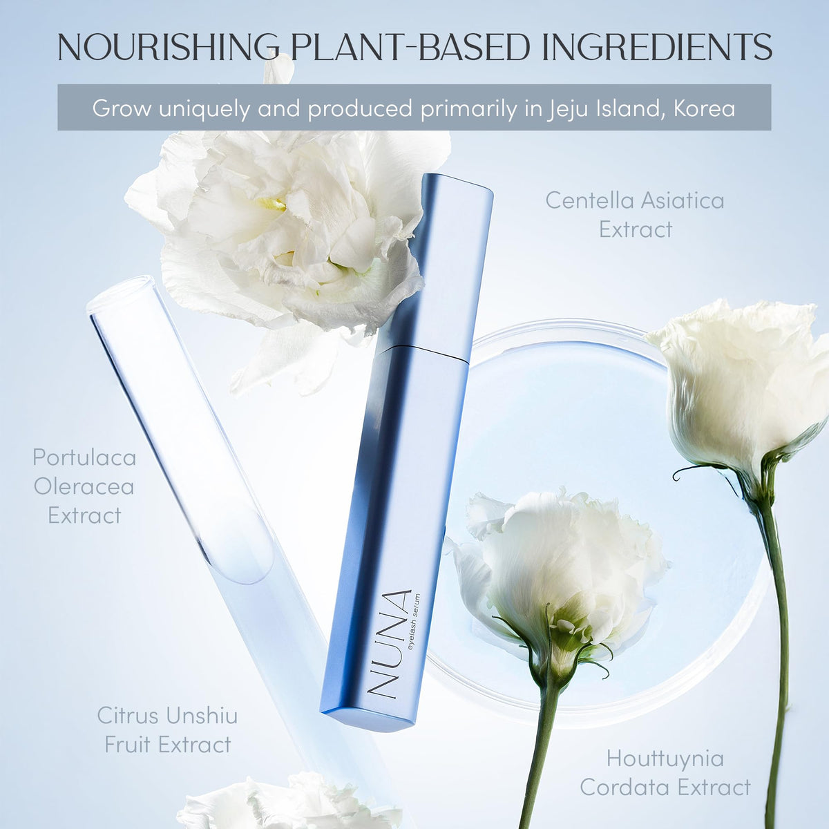 NUNA Eyelash Growth Support Serum 6ml – Eye Lash and Eyebrow Enhancing Serum for Women & Men with Biotin - Korean Multi Peptide & Natural Extracts – Promotes Fuller and Longer Lashes - 6 Month Supply NUNA