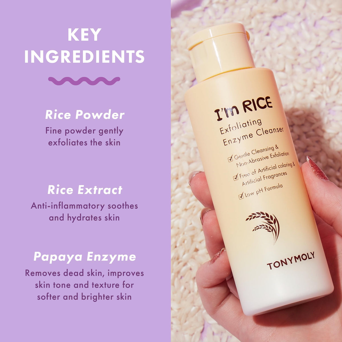 TONYMOLY I'm Rice Enzyme Cleanser - Rice Powder and Papaya Face Polish, 50g TONYMOLY