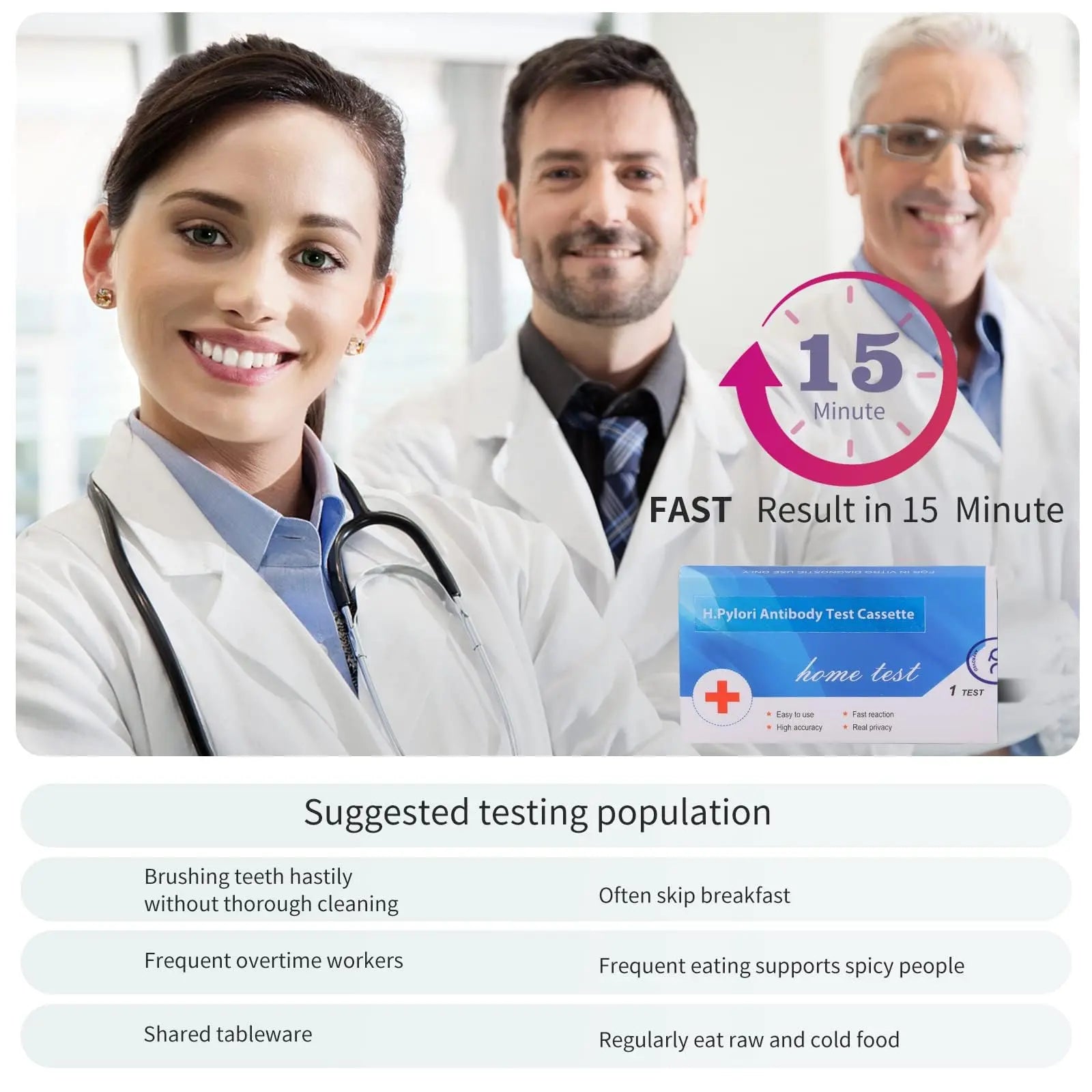 H. Pylori，Helicobacter Pylori Detection 2 Test kit, 10-15 Minutes of Quick Home Testing, The Result is Highly Accurate, Easy to use and Read Evuioas buy australia supplements