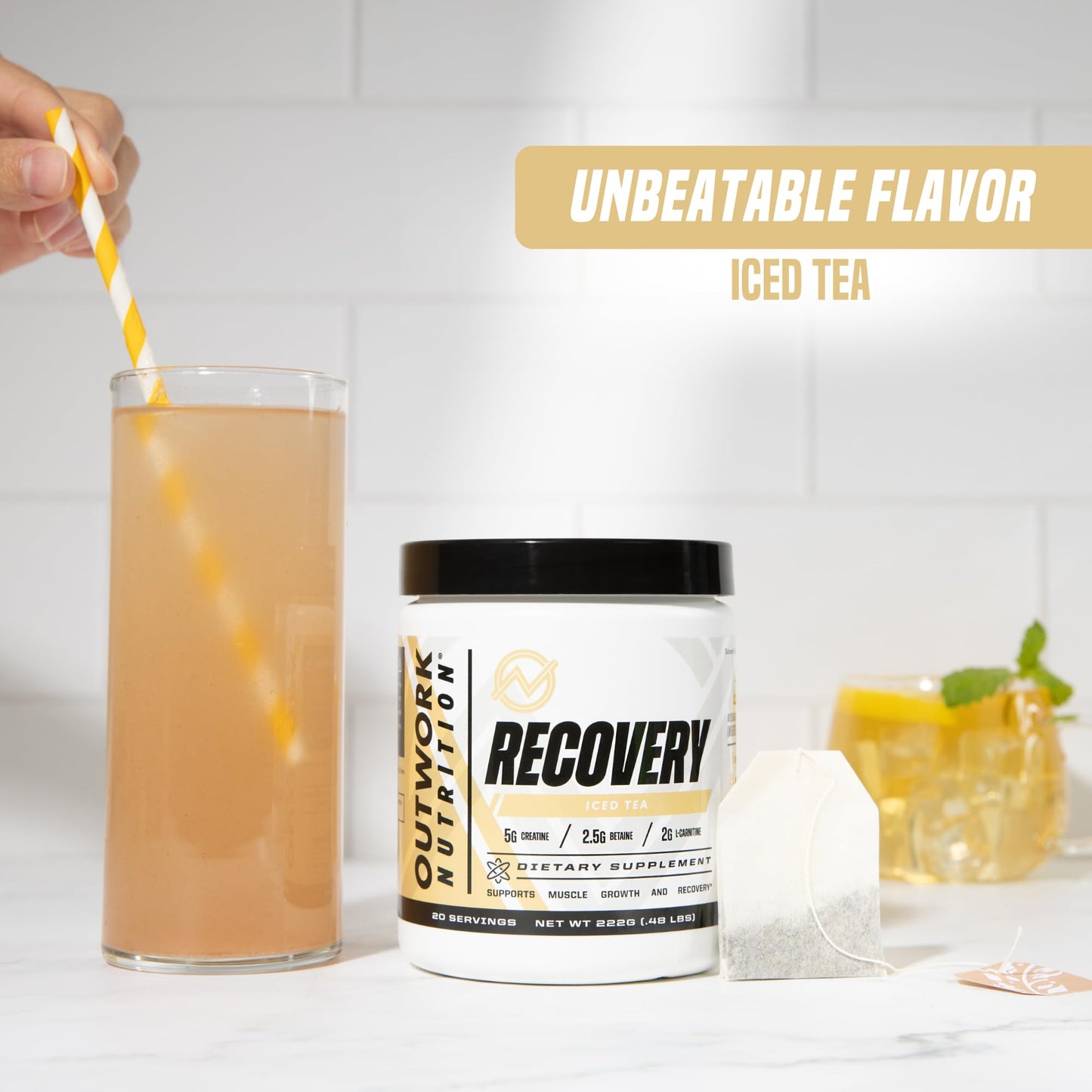 Outwork Nutrition Post Workout Recovery Powder - Creatine Monohydrate, KSM-66 Ashwagandha & Tart Cherry - Speeds Recovery, Eases Soreness - Creatine Powder for Men & Women, Orange Sherbet, 230 Gr