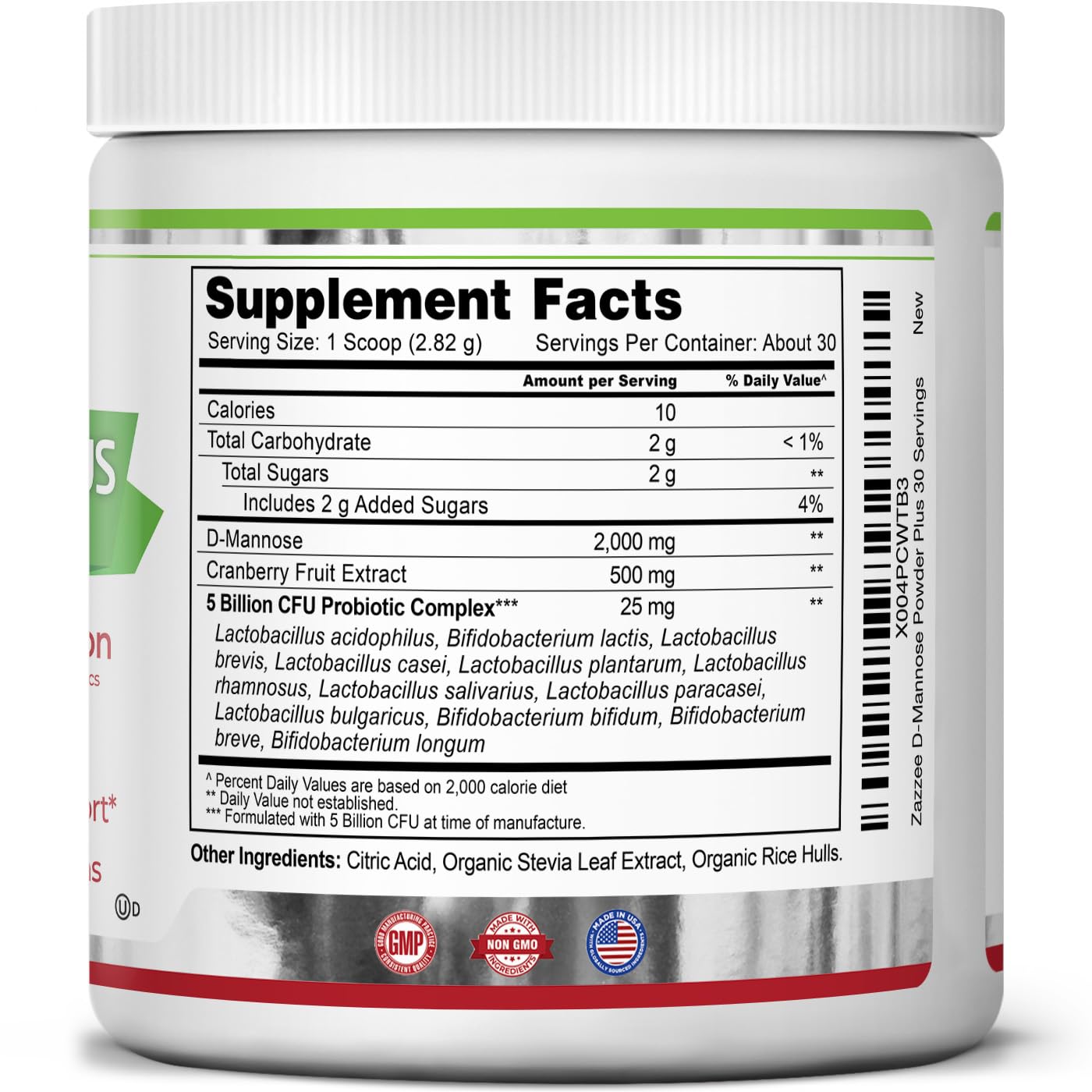 Zazzee D-Mannose Powder Plus, 2000 mg, 67 Servings, Free Scoop, Made in USA | Plus 5 Billion CFU Probiotics and Pure Cranberry Juice Extract, Kosher, 6.67 oz, Urinary Tract & Bladder Support, Non-GMO Gsupps Australia
