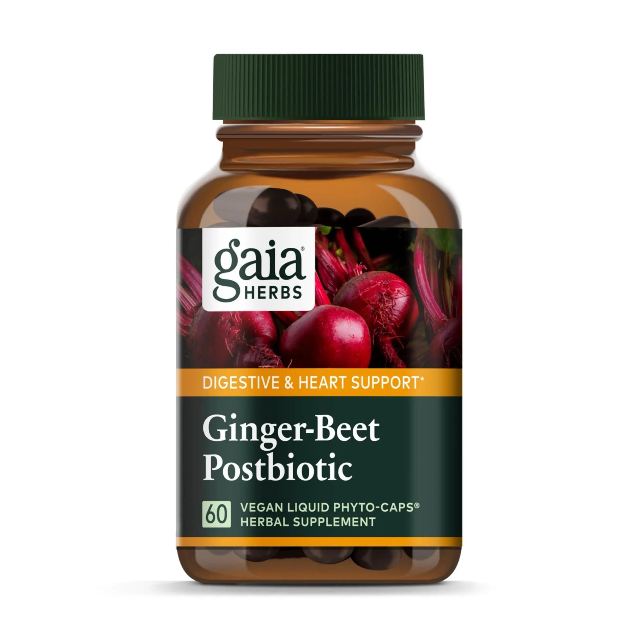 Gaia Herbs Ginger-Beet Postbiotic - Supplement for Gut & Heart Health Support* - Made with Fermented Beets & Ginger - Free from Dairy, Soy & Gluten - 60 Vegan Liquid Phyto-Caps (30 Servings) Gaia Herbs buy australia supplements