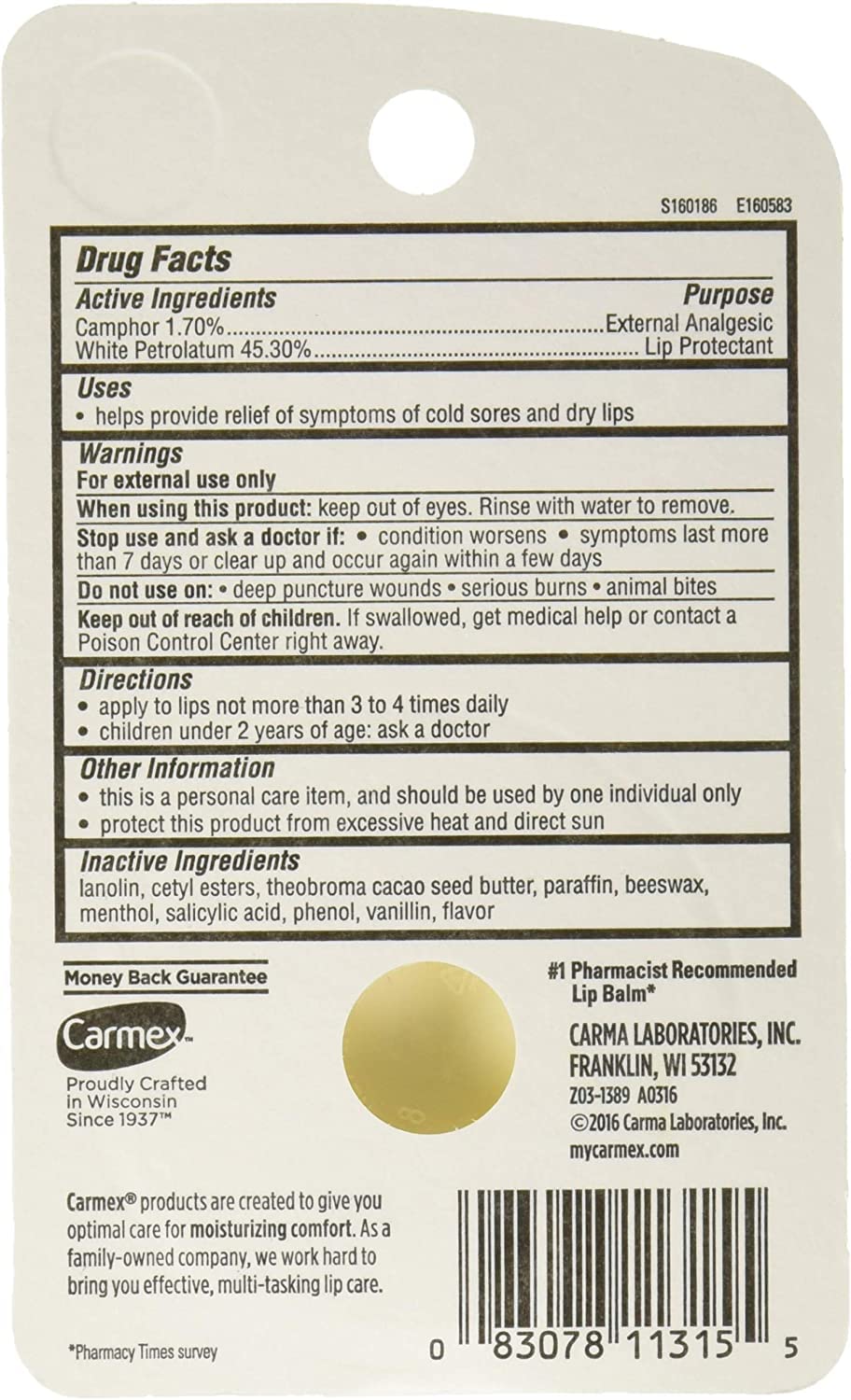 Carmex Classic Lip Balm Medicated, 0.25 oz (Pack of 3) Carmex