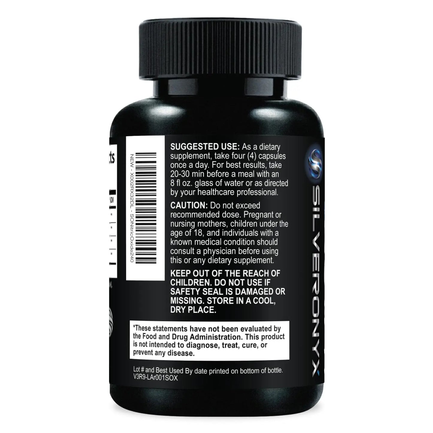 Extra Strength Nitric Oxide Booster - 3X Strength L-Arginine AKG & Citrulline Malate - Men & Women Premium Pre Workout Nitric Booster - Natural Energy & Muscle Support SILVERONYX