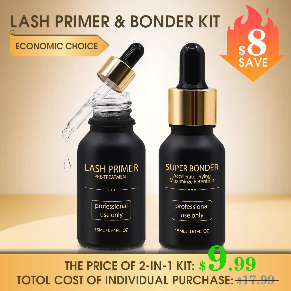 Miuffue Lash Bonder and Primer Kit for Eyelash Extensions Miuffue