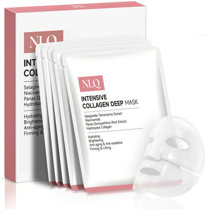 NLQ Bio-Collagen Face Mask Overnight Hydrogel Deep Mask - Glass Skin Intensive Hydrating & Firming Pore Refining Anti-Aging Sheet Mask, Skincare Gift for Women (5 Sheets) NLQ