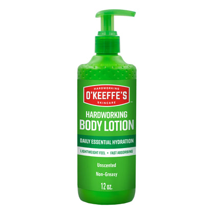OKeeffes Hardworking Body Lotion, 12 oz Pump, Fragrance-Free Formula O'Keeffe's
