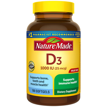 Nature Made Vitamin D3 1000 IU (25 mcg), 300 Vitamin D Softgels | Vitamin D Supplement for Immune, Bone, Teeth and Muscle Health Support, 300 Day Supply Gsupps Australia