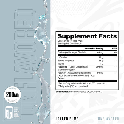 Ryse Loaded Pump Pre Workout Powder - Blue Razz Slush - No Caffeine Stimulant Free Formula for Pump, Power & Endurance - L-Citrulline, PeptiPump, Betaine Anhydrous, Taurine & AstraGin - 25 Servings