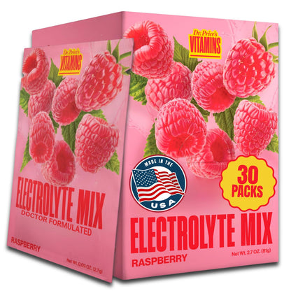 Dr. Price’s Electrolytes Hydration Powder Packets – Raspberry, 30 Packs | Sugar Free Electrolyte Drink Mix, 72+ Trace Minerals, Manganese | Keto Electrolytes, Dr. Price's Vitamins