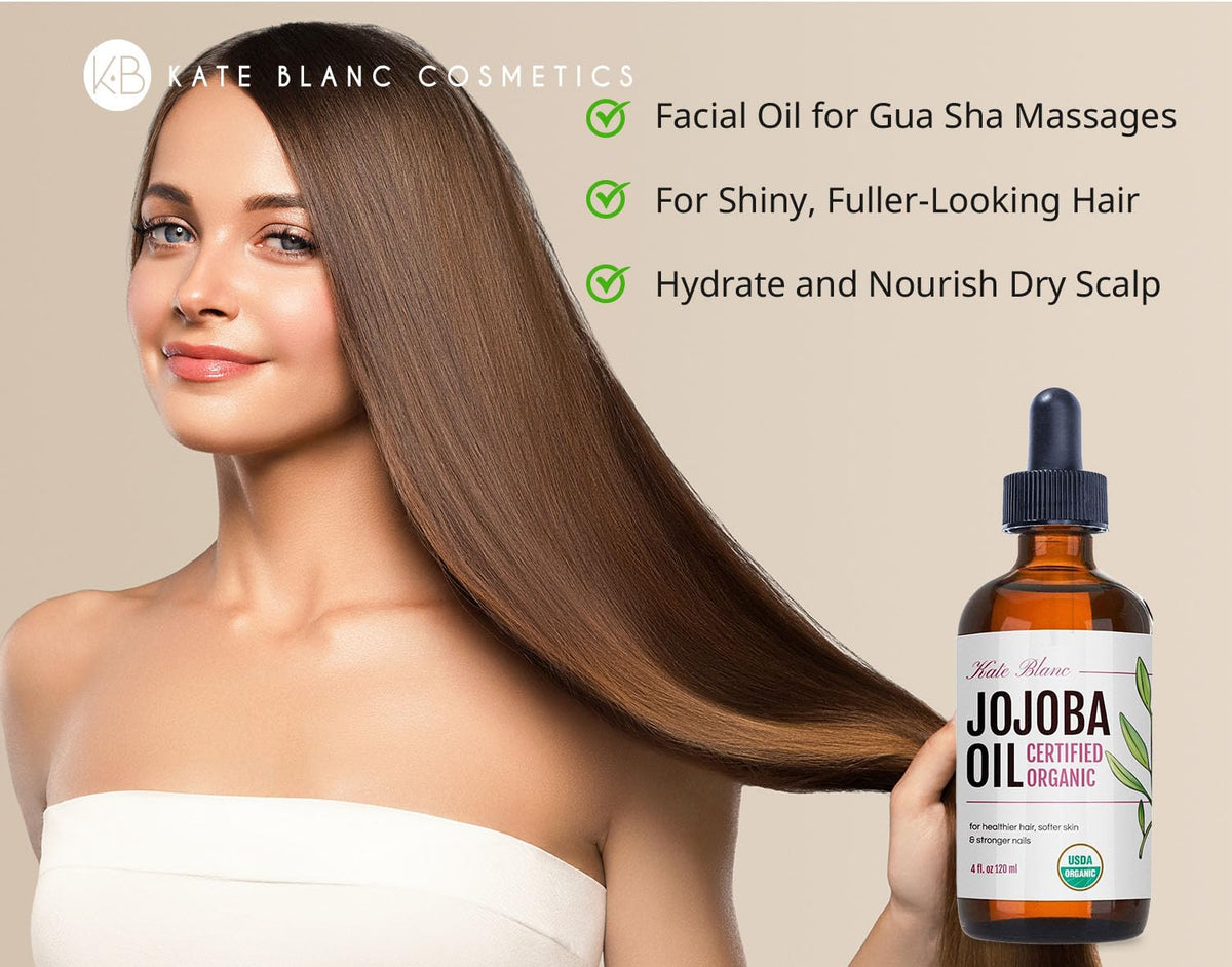 Kate Blanc Cosmetics Organic Jojoba Oil for Hair, Skin, Face, Nails (4oz) Kate Blanc Cosmetics